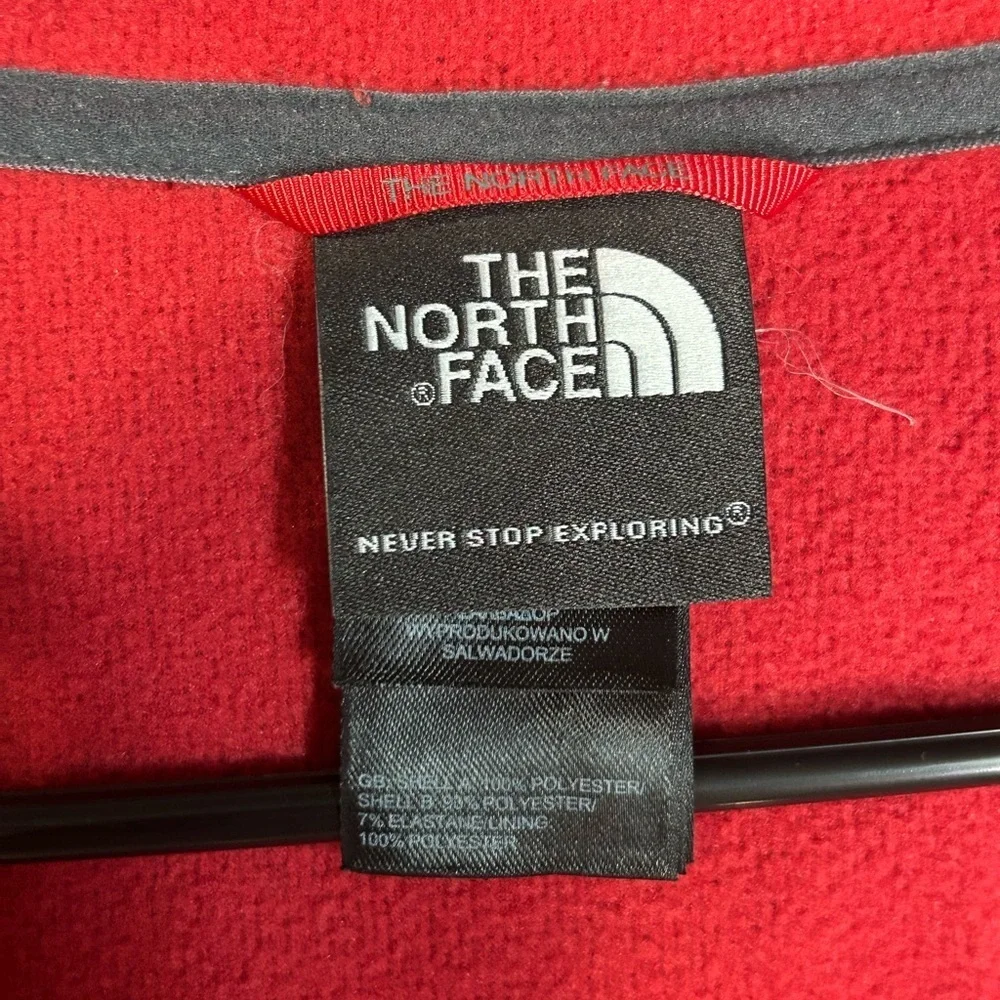 North Face Mens Red 100% Polyester Long Sleeve Zip Up Jacket Hoodie Size M